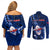 Samoa Rugby Couples Matching Off Shoulder Short Dress and Long Sleeve Button Shirts Manu Samoa Ula Fala Dabbing Ball Polynesian Blue Version - Wonder Print Shop