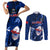 Samoa Rugby Couples Matching Short Sleeve Bodycon Dress and Long Sleeve Button Shirts Manu Samoa Ula Fala Dabbing Ball Polynesian Blue Version - Wonder Print Shop