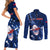 Samoa Rugby Couples Matching Short Sleeve Bodycon Dress and Long Sleeve Button Shirts Manu Samoa Ula Fala Dabbing Ball Polynesian Blue Version - Wonder Print Shop