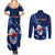 Samoa Rugby Couples Matching Summer Maxi Dress and Long Sleeve Button Shirts Manu Samoa Ula Fala Dabbing Ball Polynesian Blue Version - Wonder Print Shop