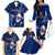 Samoa Rugby Family Matching Off Shoulder Long Sleeve Dress and Hawaiian Shirt Manu Samoa Ula Fala Dabbing Ball Polynesian Blue Version - Wonder Print Shop