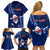 Samoa Rugby Family Matching Off Shoulder Short Dress and Hawaiian Shirt Manu Samoa Ula Fala Dabbing Ball Polynesian Blue Version - Wonder Print Shop