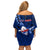 Samoa Rugby Family Matching Off Shoulder Short Dress and Hawaiian Shirt Manu Samoa Ula Fala Dabbing Ball Polynesian Blue Version - Wonder Print Shop