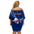 Samoa Rugby Off Shoulder Short Dress Manu Samoa Ula Fala Dabbing Ball Polynesian Blue Version - Wonder Print Shop