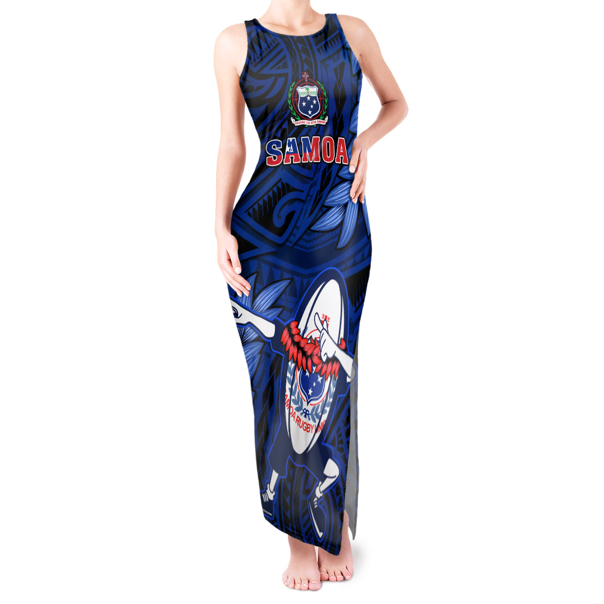 samoa-rugby-tank-maxi-dress-manu-samoa-ula-fala-dabbing-ball-polynesian-blue-version