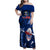 Custom Samoa Rugby Family Matching Off Shoulder Maxi Dress and Hawaiian Shirt Manu Samoa Ula Fala Dabbing Ball Polynesian Blue Version - Wonder Print Shop