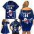 Custom Samoa Rugby Family Matching Off Shoulder Short Dress and Hawaiian Shirt Manu Samoa Ula Fala Dabbing Ball Polynesian Blue Version - Wonder Print Shop