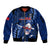 Custom Samoa Rugby Sleeve Zip Bomber Jacket Manu Samoa Ula Fala Dabbing Ball Polynesian Blue Version - Wonder Print Shop