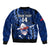 Custom Samoa Rugby Sleeve Zip Bomber Jacket Manu Samoa Ula Fala Dabbing Ball Polynesian Blue Version - Wonder Print Shop