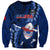 Custom Samoa Rugby Sweatshirt Manu Samoa Ula Fala Dabbing Ball Polynesian Blue Version - Wonder Print Shop