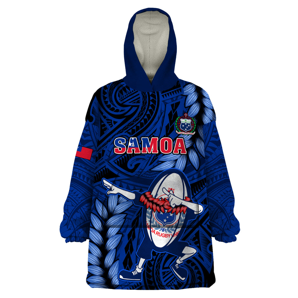 custom-samoa-rugby-wearable-blanket-hoodie-manu-samoa-ula-fala-dabbing-ball-polynesian-blue-version