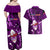 Samoa Rugby Couples Matching Off Shoulder Maxi Dress and Hawaiian Shirt Manu Samoa Ula Fala Dabbing Ball Polynesian Purple Version - Wonder Print Shop