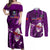 Samoa Rugby Couples Matching Off Shoulder Maxi Dress and Long Sleeve Button Shirts Manu Samoa Ula Fala Dabbing Ball Polynesian Purple Version - Wonder Print Shop