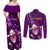 Samoa Rugby Couples Matching Off Shoulder Maxi Dress and Long Sleeve Button Shirts Manu Samoa Ula Fala Dabbing Ball Polynesian Purple Version - Wonder Print Shop