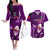 Samoa Rugby Couples Matching Off The Shoulder Long Sleeve Dress and Hawaiian Shirt Manu Samoa Ula Fala Dabbing Ball Polynesian Purple Version - Wonder Print Shop