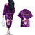 Samoa Rugby Couples Matching Off The Shoulder Long Sleeve Dress and Hawaiian Shirt Manu Samoa Ula Fala Dabbing Ball Polynesian Purple Version - Wonder Print Shop