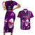 Samoa Rugby Couples Matching Short Sleeve Bodycon Dress and Hawaiian Shirt Manu Samoa Ula Fala Dabbing Ball Polynesian Purple Version - Wonder Print Shop