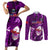 Samoa Rugby Couples Matching Short Sleeve Bodycon Dress and Long Sleeve Button Shirts Manu Samoa Ula Fala Dabbing Ball Polynesian Purple Version - Wonder Print Shop