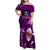 Samoa Rugby Family Matching Off Shoulder Maxi Dress and Hawaiian Shirt Manu Samoa Ula Fala Dabbing Ball Polynesian Purple Version - Wonder Print Shop