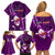 Samoa Rugby Family Matching Off Shoulder Short Dress and Hawaiian Shirt Manu Samoa Ula Fala Dabbing Ball Polynesian Purple Version - Wonder Print Shop