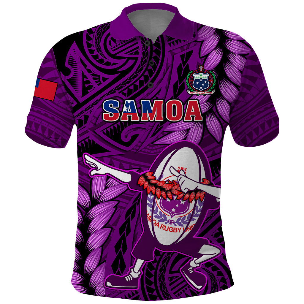 Samoa Rugby Polo Shirt Manu Samoa Ula Fala Dabbing Ball Polynesian Purple Version - Wonder Print Shop