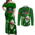 Samoa Rugby Couples Matching Off Shoulder Maxi Dress and Long Sleeve Button Shirts Manu Samoa Ula Fala Dabbing Ball Polynesian Green Version - Wonder Print Shop