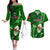 Samoa Rugby Couples Matching Off The Shoulder Long Sleeve Dress and Hawaiian Shirt Manu Samoa Ula Fala Dabbing Ball Polynesian Green Version - Wonder Print Shop