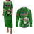 Samoa Rugby Couples Matching Puletasi Dress and Long Sleeve Button Shirts Manu Samoa Ula Fala Dabbing Ball Polynesian Green Version - Wonder Print Shop