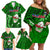 Samoa Rugby Family Matching Off Shoulder Short Dress and Hawaiian Shirt Manu Samoa Ula Fala Dabbing Ball Polynesian Green Version - Wonder Print Shop