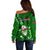 Samoa Rugby Off Shoulder Sweater Manu Samoa Ula Fala Dabbing Ball Polynesian Green Version - Wonder Print Shop