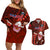 Samoa Rugby Couples Matching Off Shoulder Short Dress and Hawaiian Shirt Manu Samoa Ula Fala Dabbing Ball Polynesian Red Version - Wonder Print Shop