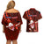 Samoa Rugby Couples Matching Off Shoulder Short Dress and Hawaiian Shirt Manu Samoa Ula Fala Dabbing Ball Polynesian Red Version - Wonder Print Shop