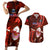 Samoa Rugby Couples Matching Short Sleeve Bodycon Dress and Hawaiian Shirt Manu Samoa Ula Fala Dabbing Ball Polynesian Red Version - Wonder Print Shop