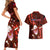 Samoa Rugby Couples Matching Short Sleeve Bodycon Dress and Hawaiian Shirt Manu Samoa Ula Fala Dabbing Ball Polynesian Red Version - Wonder Print Shop