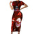 Samoa Rugby Family Matching Short Sleeve Bodycon Dress and Hawaiian Shirt Manu Samoa Ula Fala Dabbing Ball Polynesian Red Version - Wonder Print Shop