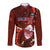 Samoa Rugby Long Sleeve Button Shirt Manu Samoa Ula Fala Dabbing Ball Polynesian Red Version - Wonder Print Shop