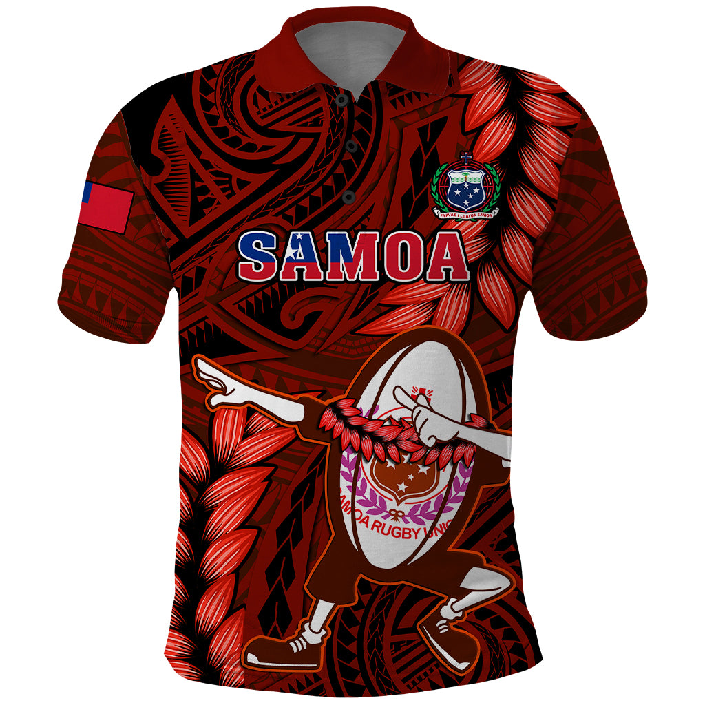 Samoa Rugby Polo Shirt Manu Samoa Ula Fala Dabbing Ball Polynesian Red Version - Wonder Print Shop