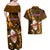 Samoa Rugby Couples Matching Off Shoulder Maxi Dress and Hawaiian Shirt Manu Samoa Ula Fala Dabbing Ball Polynesian Gold Version - Wonder Print Shop