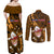 Samoa Rugby Couples Matching Off Shoulder Maxi Dress and Long Sleeve Button Shirts Manu Samoa Ula Fala Dabbing Ball Polynesian Gold Version - Wonder Print Shop