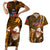 Samoa Rugby Couples Matching Short Sleeve Bodycon Dress and Hawaiian Shirt Manu Samoa Ula Fala Dabbing Ball Polynesian Gold Version - Wonder Print Shop