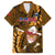 Samoa Rugby Family Matching Long Sleeve Bodycon Dress and Hawaiian Shirt Manu Samoa Ula Fala Dabbing Ball Polynesian Gold Version - Wonder Print Shop