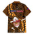 Samoa Rugby Family Matching Off Shoulder Long Sleeve Dress and Hawaiian Shirt Manu Samoa Ula Fala Dabbing Ball Polynesian Gold Version - Wonder Print Shop