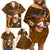 Samoa Rugby Family Matching Off Shoulder Short Dress and Hawaiian Shirt Manu Samoa Ula Fala Dabbing Ball Polynesian Gold Version - Wonder Print Shop