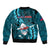 Samoa Rugby Bomber Jacket Manu Samoa Ula Fala Dabbing Ball Polynesian Turquoise Version - Wonder Print Shop