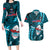 Samoa Rugby Couples Matching Long Sleeve Bodycon Dress and Hawaiian Shirt Manu Samoa Ula Fala Dabbing Ball Polynesian Turquoise Version - Wonder Print Shop