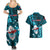 Samoa Rugby Couples Matching Summer Maxi Dress and Hawaiian Shirt Manu Samoa Ula Fala Dabbing Ball Polynesian Turquoise Version - Wonder Print Shop