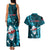 Samoa Rugby Couples Matching Tank Maxi Dress and Hawaiian Shirt Manu Samoa Ula Fala Dabbing Ball Polynesian Turquoise Version - Wonder Print Shop