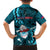 Samoa Rugby Family Matching Long Sleeve Bodycon Dress and Hawaiian Shirt Manu Samoa Ula Fala Dabbing Ball Polynesian Turquoise Version - Wonder Print Shop