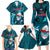 Samoa Rugby Family Matching Long Sleeve Bodycon Dress and Hawaiian Shirt Manu Samoa Ula Fala Dabbing Ball Polynesian Turquoise Version - Wonder Print Shop