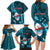 Samoa Rugby Family Matching Long Sleeve Bodycon Dress and Hawaiian Shirt Manu Samoa Ula Fala Dabbing Ball Polynesian Turquoise Version - Wonder Print Shop